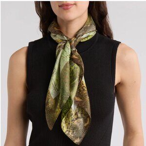 All Saints Ramona Lime Silk Square Scarf